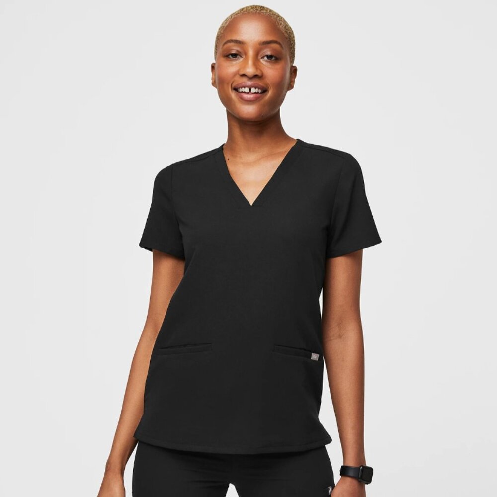 FIGS Black Casma Three-Pocket Scrub Top™